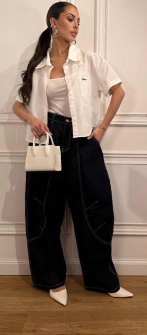 Jeans Ballon White Line