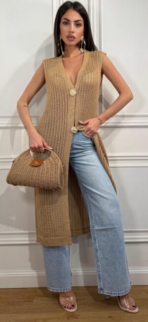 Top/Smanicato/Cardigan Honka Beige