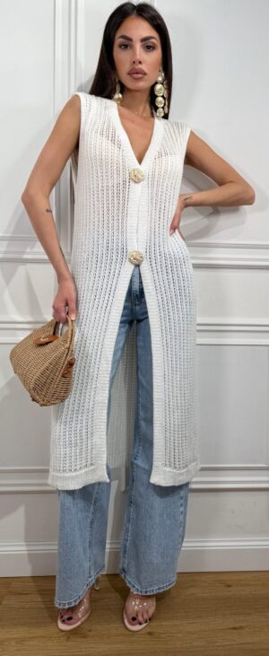 Top/Smanicato/Cardigan Honka Bianco
