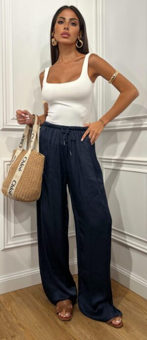 Pantalone Basic Satin Blu Notte