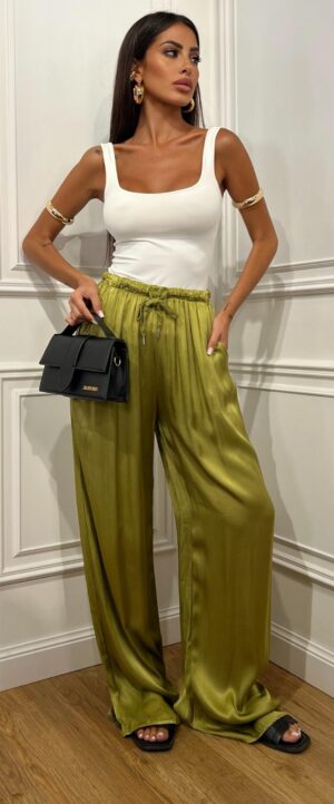Pantalone Basic Satin Verde Pistacchio